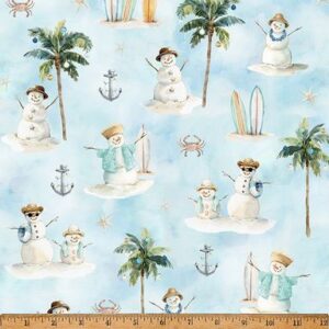 Seas and Greetings, Digital Holiday Fabric from Hoffman